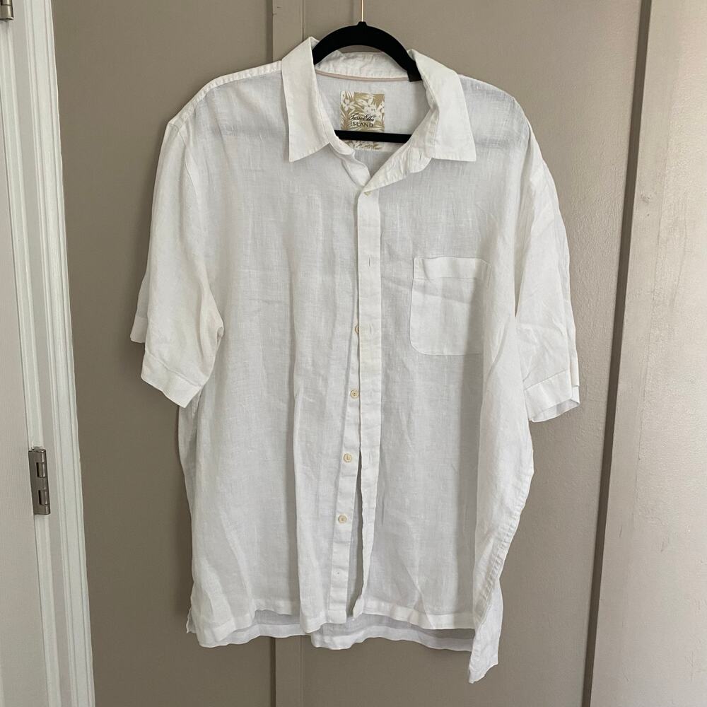 Tasso Elba Island Linen Shirt Mens XXL White short sleeve Button up